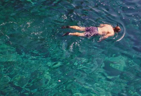 A man with a snorkel Stock Photos