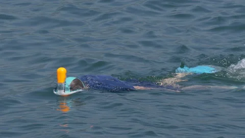 Man Snorkeling Stock Footage 131220063