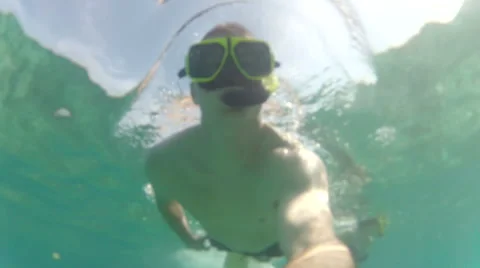 Man Snorkling Stock Footage 46032634