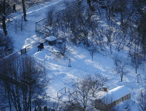 Man with snow shovel cleans Stock Footage 149148404