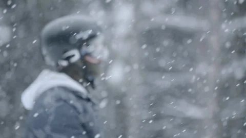 Man in snow weather Video stock 99179301