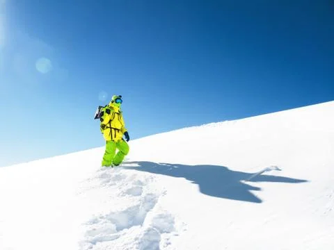 Man with snowboard Fotos Stock