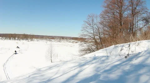 Man on snowmobile in winter Video stock 22565434