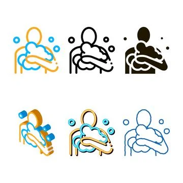 Man in soap suds icon vector mix outline Stock Illustration