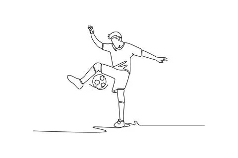 Man soccer freestyle athlete bouncing ball off his knee Stock Illustration
