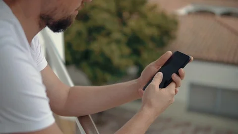 Man on social network from phone. Stock Footage 101522580