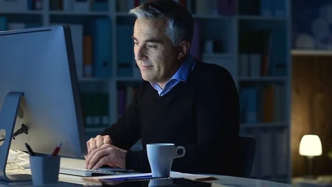 Man social networking and chatting Stock Footage 89197252