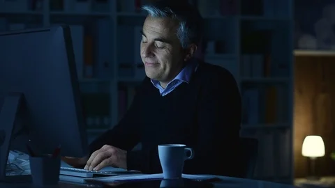 Man social networking and chatting Stock Footage 89197255