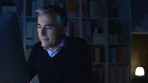Man social networking and chatting Stock Footage 89197381