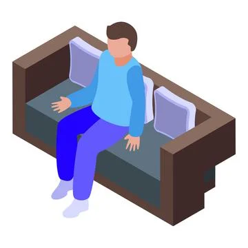 Man sofa lounge icon, isometric style Stock Illustration