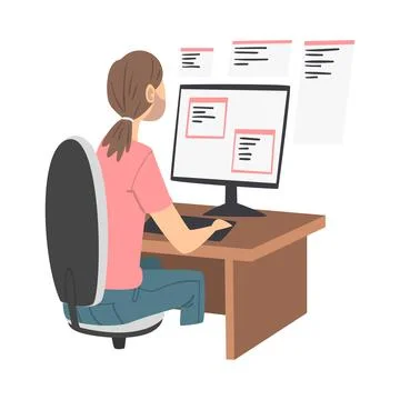 Man as Software Developer or Programmer Engaged in Coding in Server-side Stock Illustration