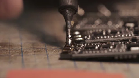 Man solder drone FPV motors speed controllers Video stock 139544553