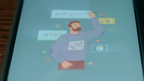 Man solves mathematical exercises, presentation Stock Footage 310054447