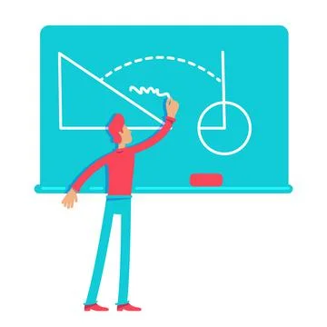 Man solving hard math problems semi flat color vector character Illustrazione stock