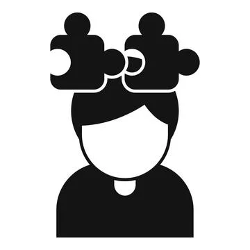 Man solving problem with puzzle pieces over his head Stock Illustration