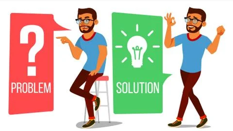 Man Solving Problem Vector. Problem Solution, Secret Discovery. Career Success Stock Illustration