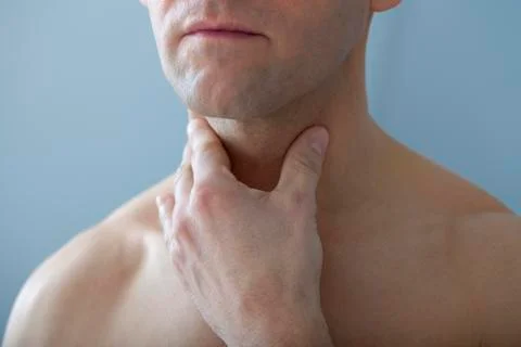 Man with sore throat Stock Photos