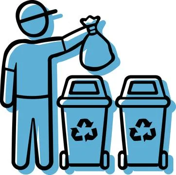 Man sorting garbage into eco recycling bins Stock Illustration