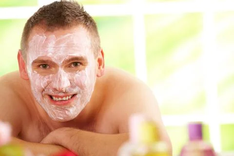 Man in spa with mask Stock Photos
