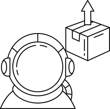 A man in a space suit is about to open a box Stock Illustration