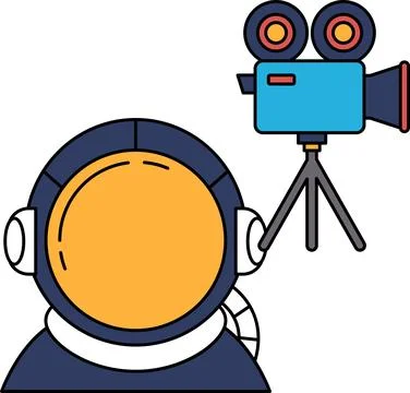 A man in a space suit is holding a camera Stock Illustration
