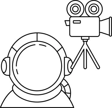 A man in a space suit is holding a camera Stock Illustration