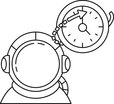 A man in a space suit is looking at a clock イラスト素材