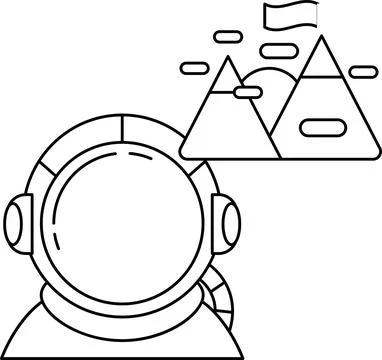 A man in a space suit is looking at a mountain range Stock Illustration