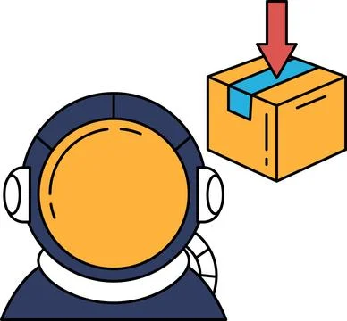 A man in a space suit is pulling a box down Stockillustratie