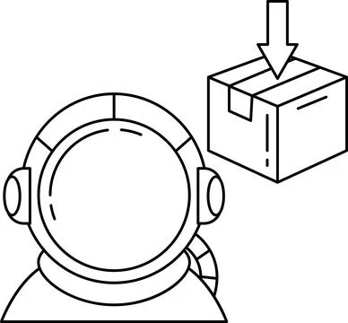 A man in a space suit is pulling a box down Illustrazione stock