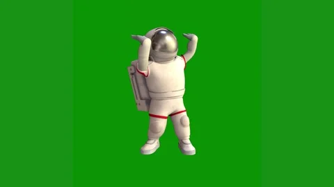 Man spacesuit green screen astronaut suit is standing animated chromakey Video stock 314065023
