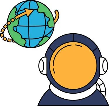A man in a spacesuit is looking at a globe Stock Illustration