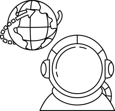 A man in a spacesuit is looking at a globe Stock Illustration