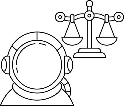 A man in a spacesuit is standing in front of a scale Stock Illustration