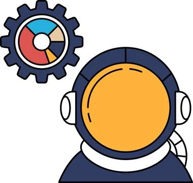 A man in a spacesuit is standing next to a gear Stock Illustration