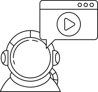 A man in a spacesuit is talking to a computer screen イラスト素材