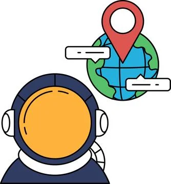 A man in a spacesuit is talking to someone on the other side of the world Stock Illustration