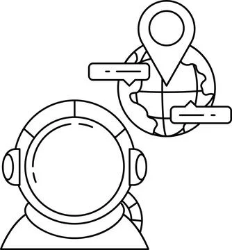 A man in a spacesuit is talking to someone on the other side of the world Stock Illustration