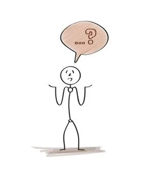Man with speak bubble and question mark Illustrazione stock