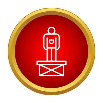 Man speaker standing on podium icon button Stock Illustration
