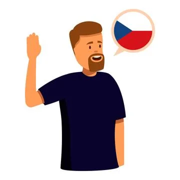 Man speaking czech language and waving hand Stock Illustration
