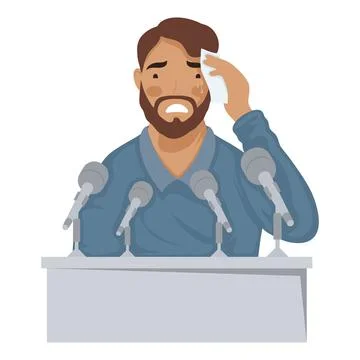 Man speaking with glossophobia Stock Illustration