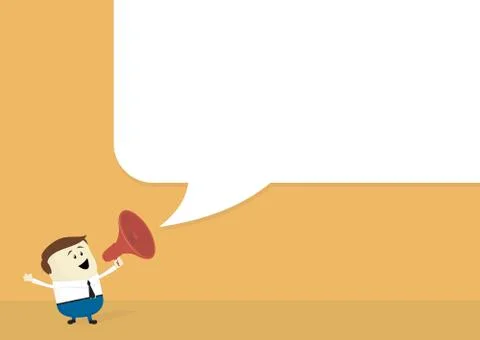 Man speaking with megaphone flat design Stock Illustration