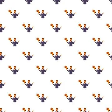 Man speaking into megaphone repeated in seamless pattern Stock Illustration