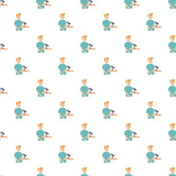 Man speaking into a microphone creating a seamless pattern Stock Illustration