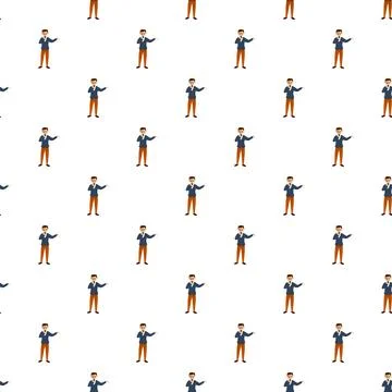 Man speaking into microphone presenting information seamless pattern Stock Illustration