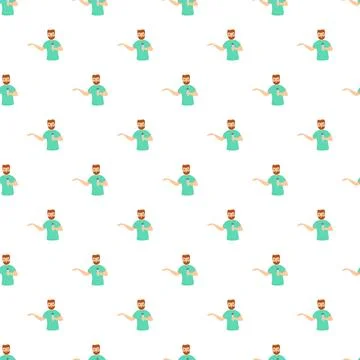 Man speaking into microphone presenting seamless pattern Stock Illustration