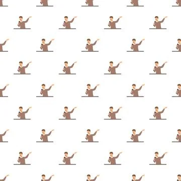 Man speaking microphone seamless pattern on white background Stock Illustration