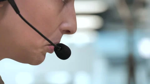 Man speaks with a client in a call center. Stock Footage 108389328