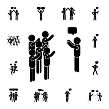 The man speaks to the crowd flat vector icon in People talk pack Stock Illustration